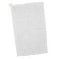 White Velour Dobby Hem Golf/ Hand Towel - Blank (16"x25")